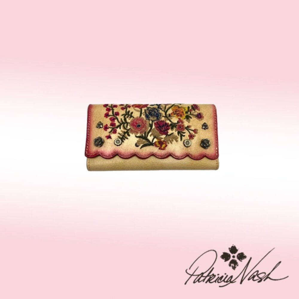 Patricia Nash Prairie Rose Embroidered Trifold Wallet